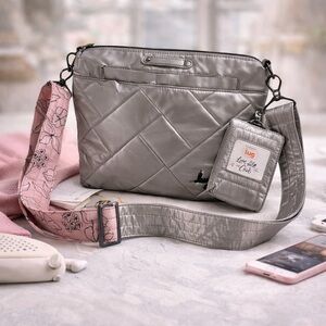 Set of Lug Metallic Crossbody Bag with 2 Interchangeable Straps & New Card Case